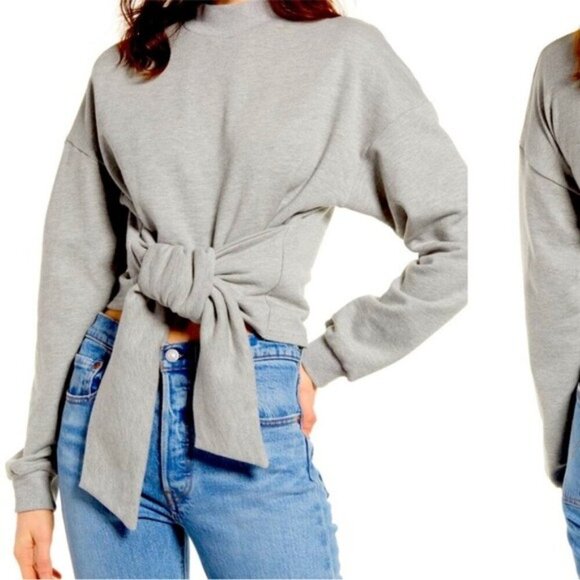 Trouvé Gray Women's Sweater with Tie Detail Size Small NWT - Picture 1 of 11